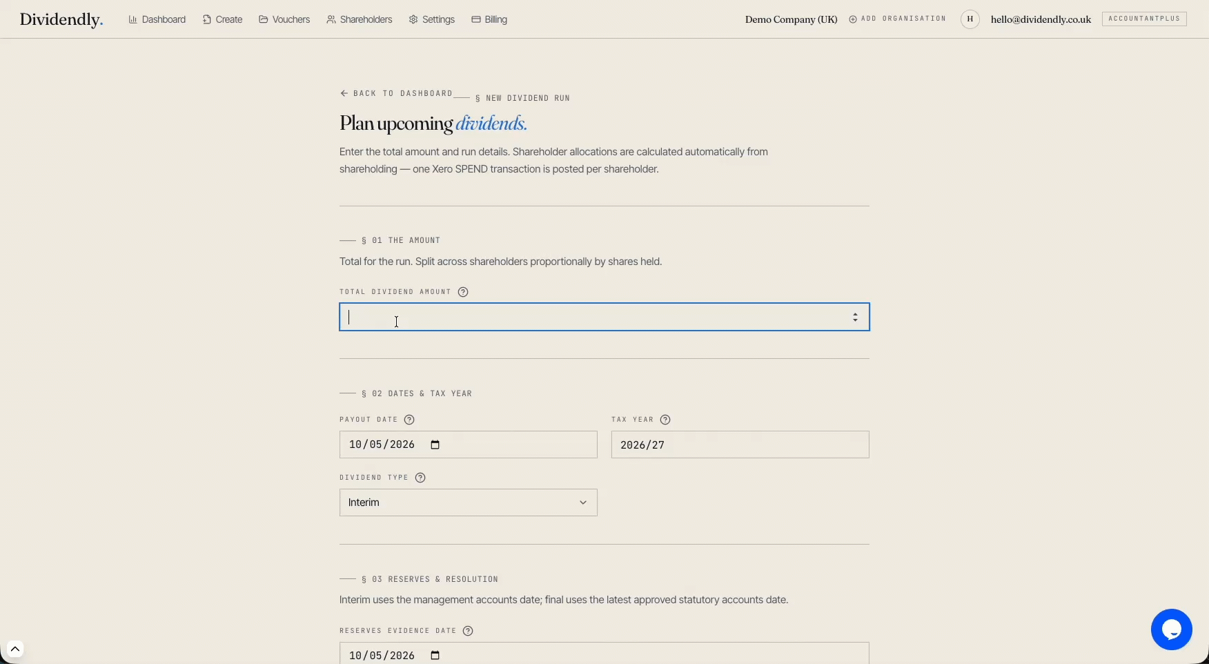 Dividendly dashboard preview